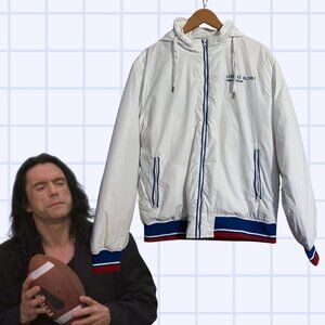 🧥 Tommy Wiseau “LOVE IS BLIND!” White Windbreaker Jacket – Size L
